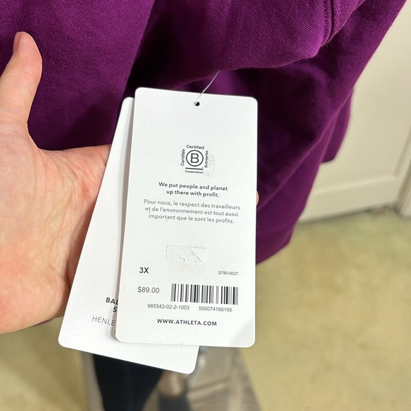 NWT Athleta Oversized Long Sleeve Balance Henley Sweatshirt in Exotic Fuchsia 3X - Picture 11 of 13